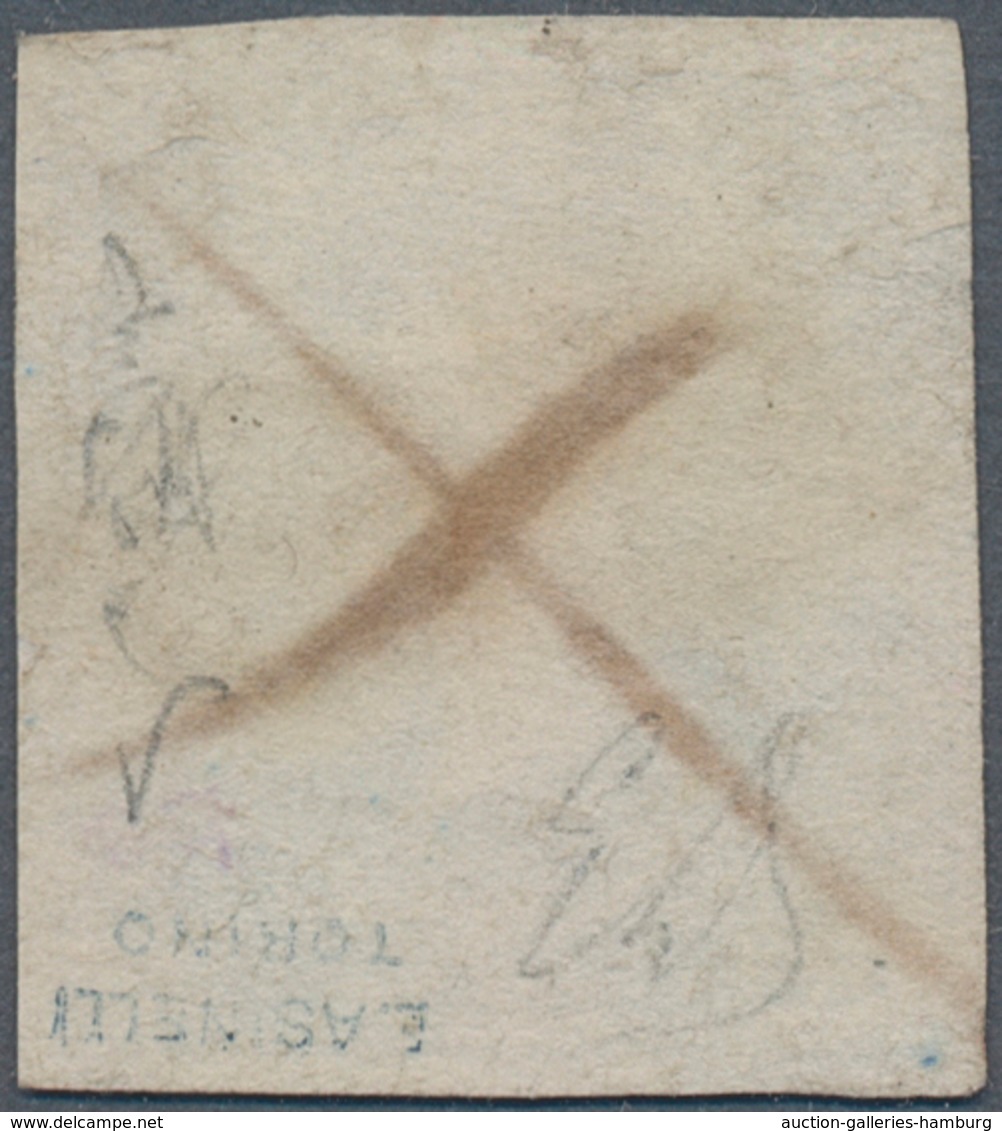 Italien - Altitalienische Staaten: Sardinien: 1851, 5 C Black, Close To Full Margins, Used With Pen - Sardinien