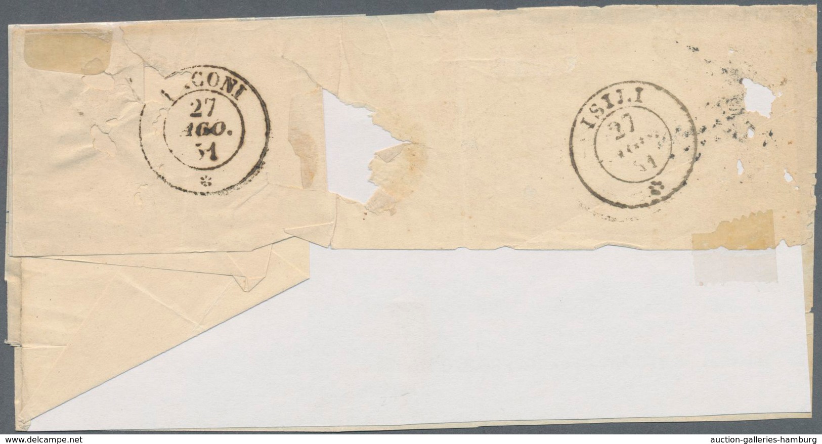 Italien - Altitalienische Staaten: Sardinien: 1851, 20 C Blue Single Franking Tied By Dot Cancel And - Sardinia