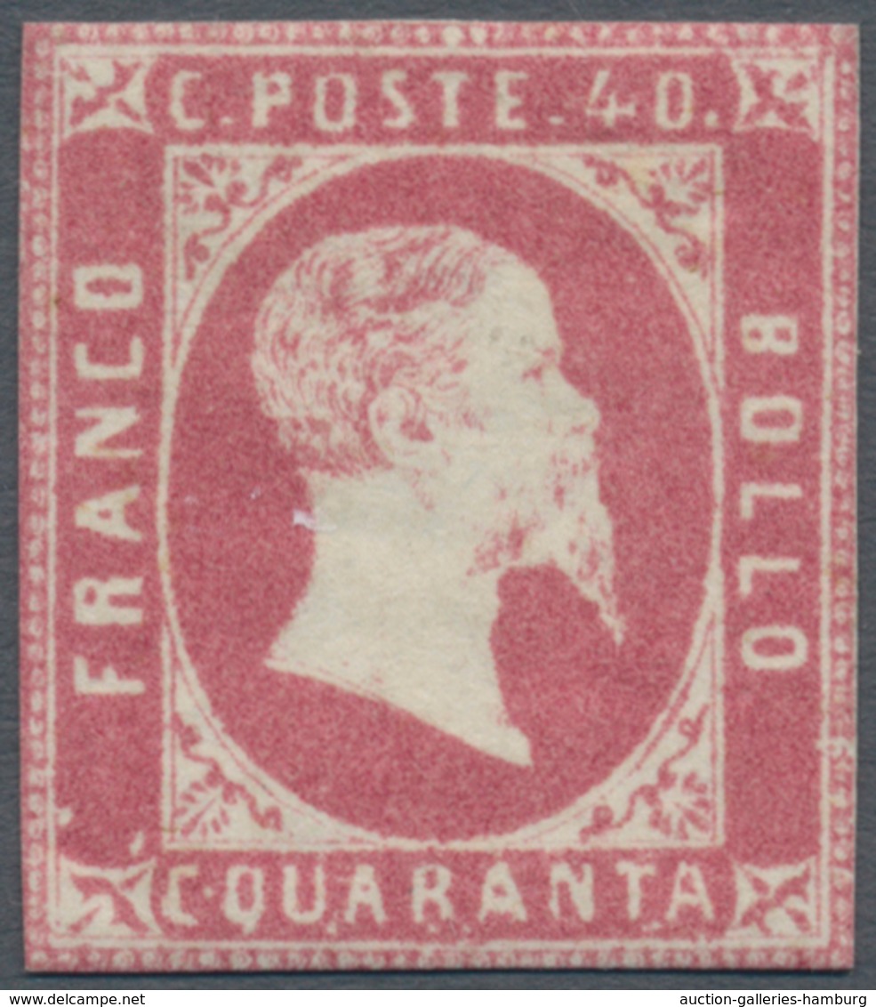 Italien - Altitalienische Staaten: Sardinien: 1851: 40 Cents Rose, Very Fresh, Solid Gum, Slightly T - Sardinia