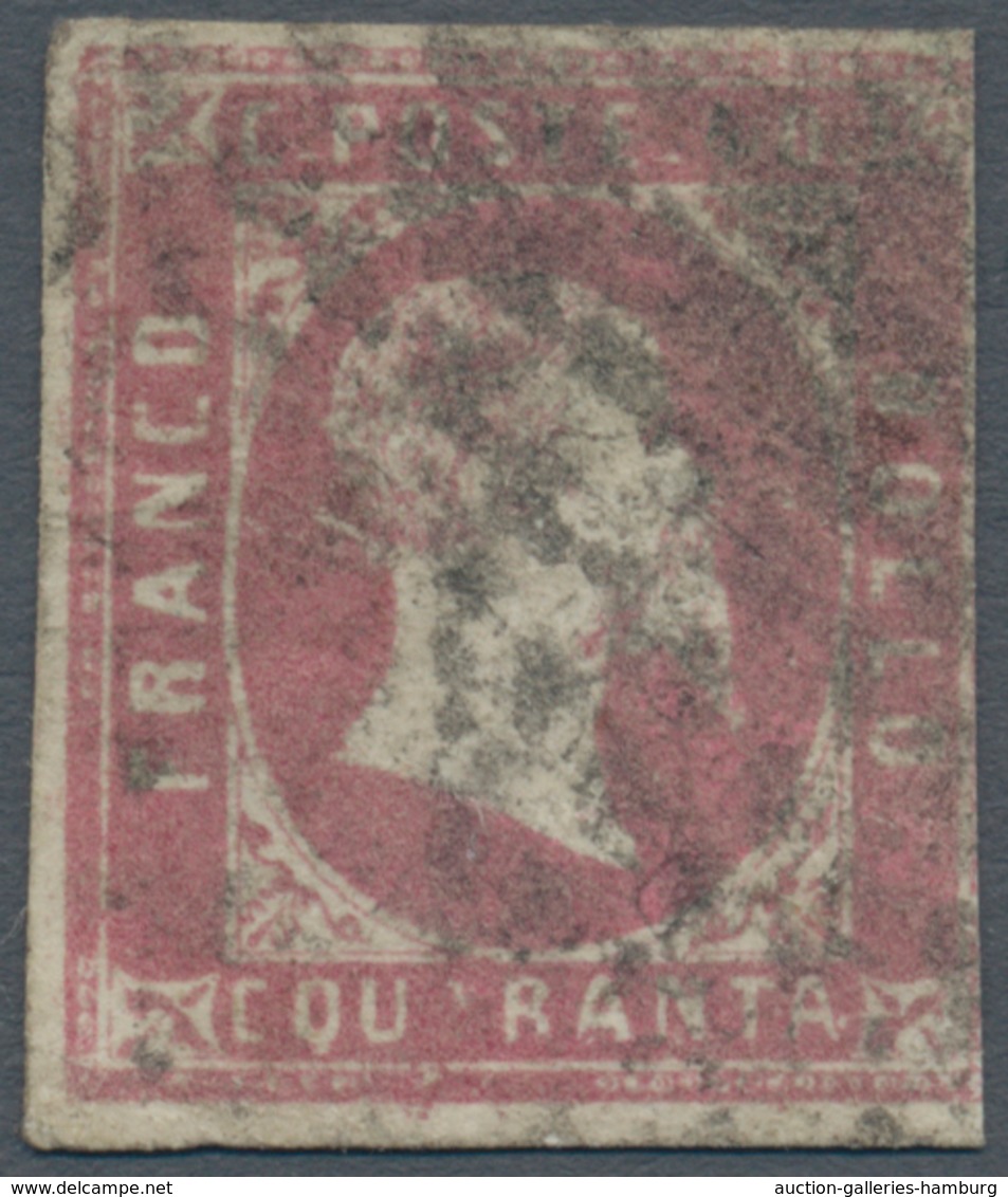 Italien - Altitalienische Staaten: Sardinien: 1851, 40 Cents, Lilac Rose, Cancelled, With Enzo Diena - Sardinien