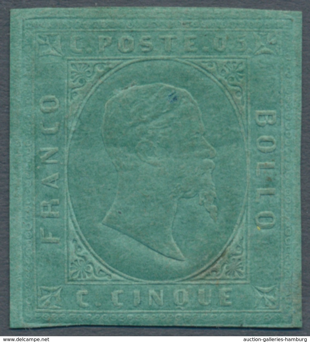 Italien - Altitalienische Staaten: Sardinien: 1853, 5 Cents Green, Mint With Gum, In Excellent Condi - Sardinia