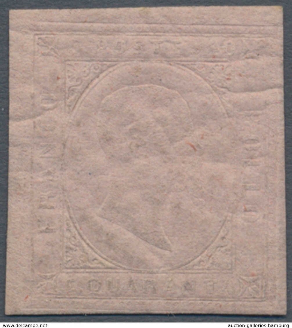 Italien - Altitalienische Staaten: Sardinien: 1853, 40 Cents Light Rose, Mint With Original Gum, In - Sardinia