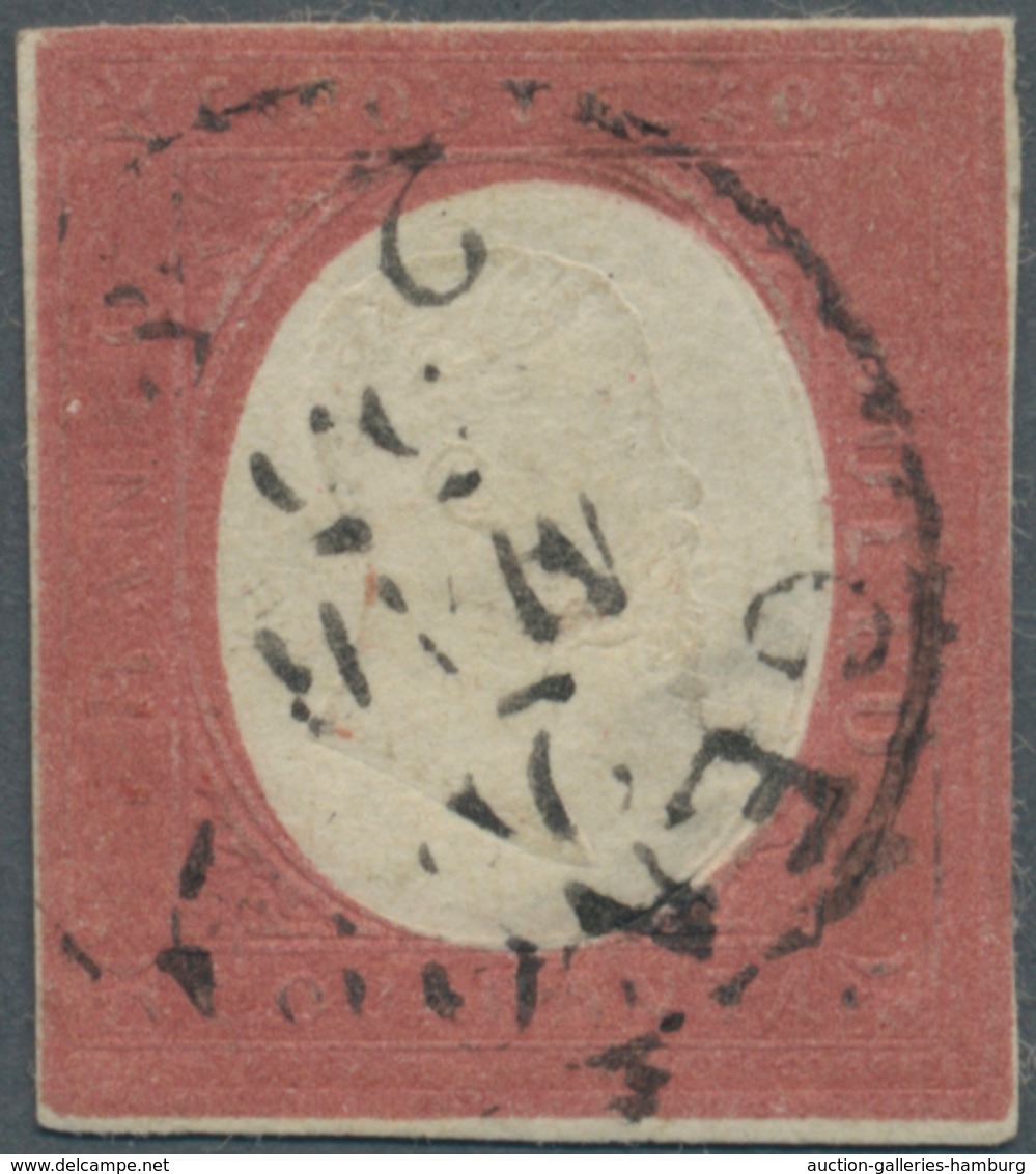 Italien - Altitalienische Staaten: Sardinien: 1854, 40 C Brick-red, Close Margins, Used With Cds GEN - Sardinia