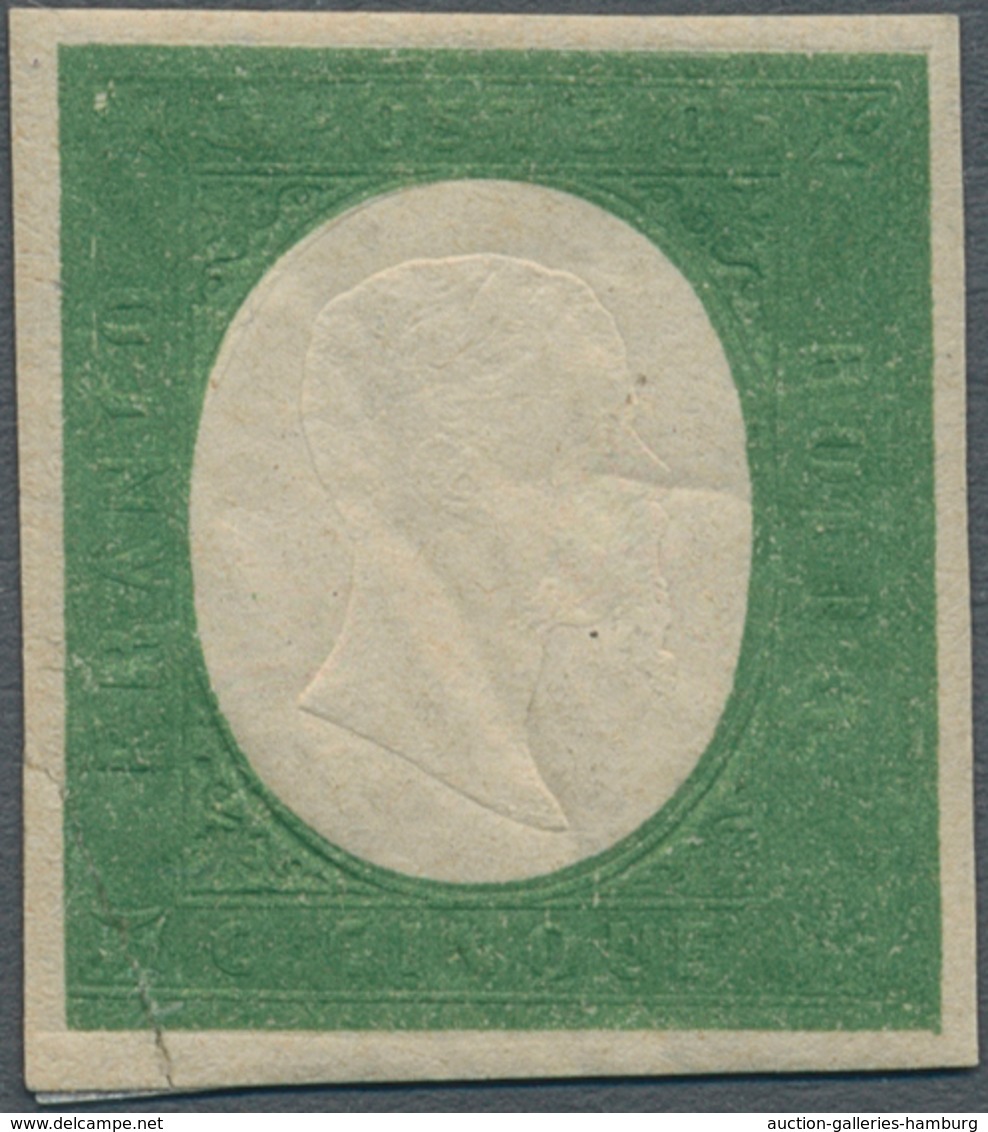 Italien - Altitalienische Staaten: Sardinien: 1854. NOT ISSUED 5 Centesimi Green, Mint With Gum, Usu - Sardinia