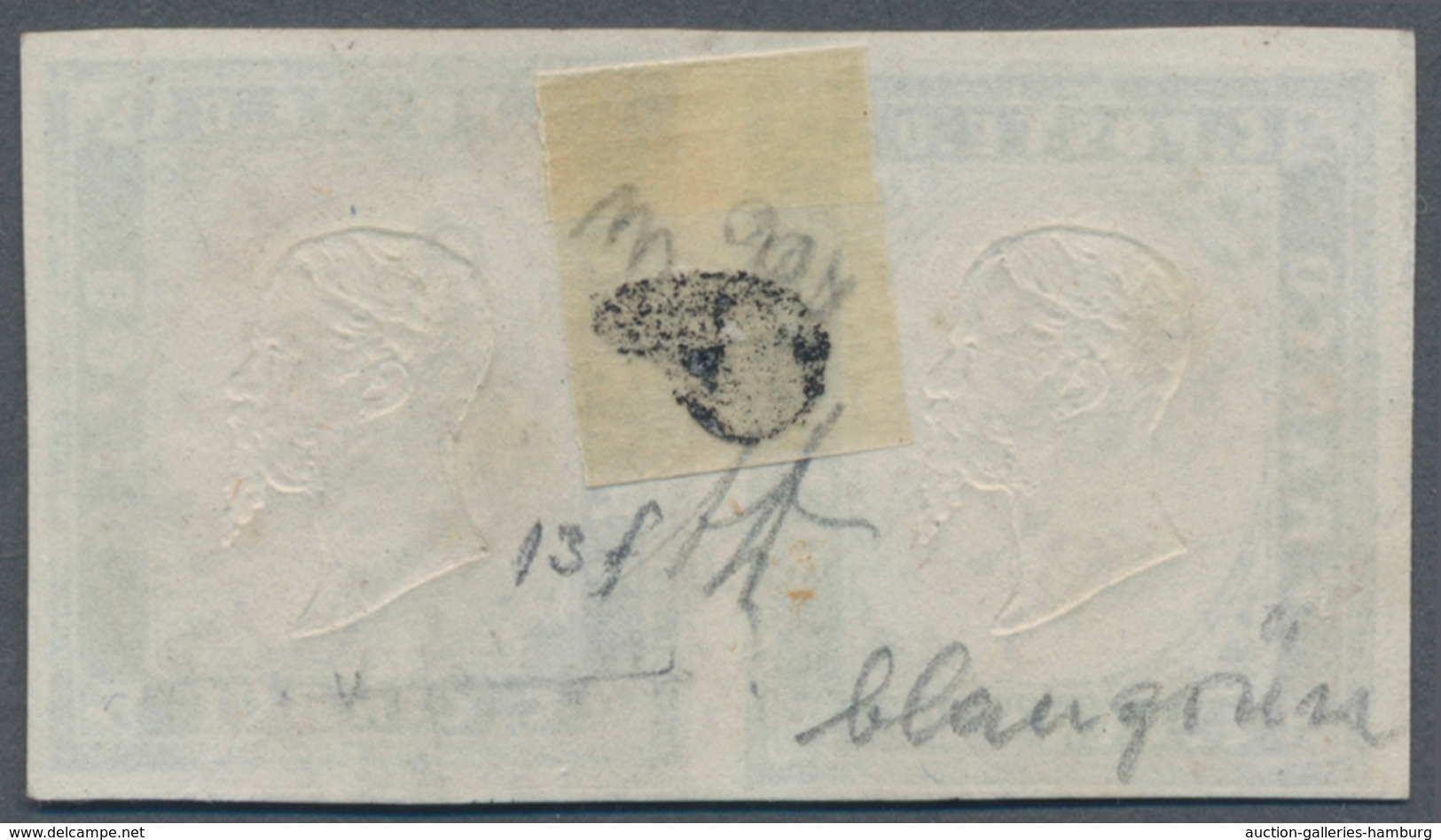 Italien - Altitalienische Staaten: Sardinien: 1856, 5 C Blue-green Horizontal Pair Cancelled With Ci - Sardinia