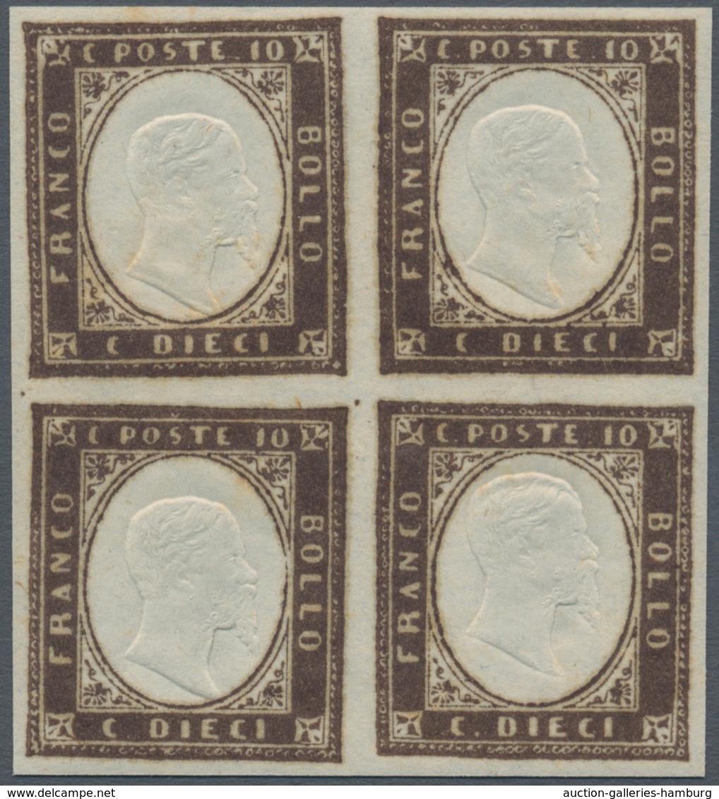 Italien - Altitalienische Staaten: Sardinien: 1858: 10 Cents Dark Chocolate Brown, 1859 Printing, Bl - Sardinien