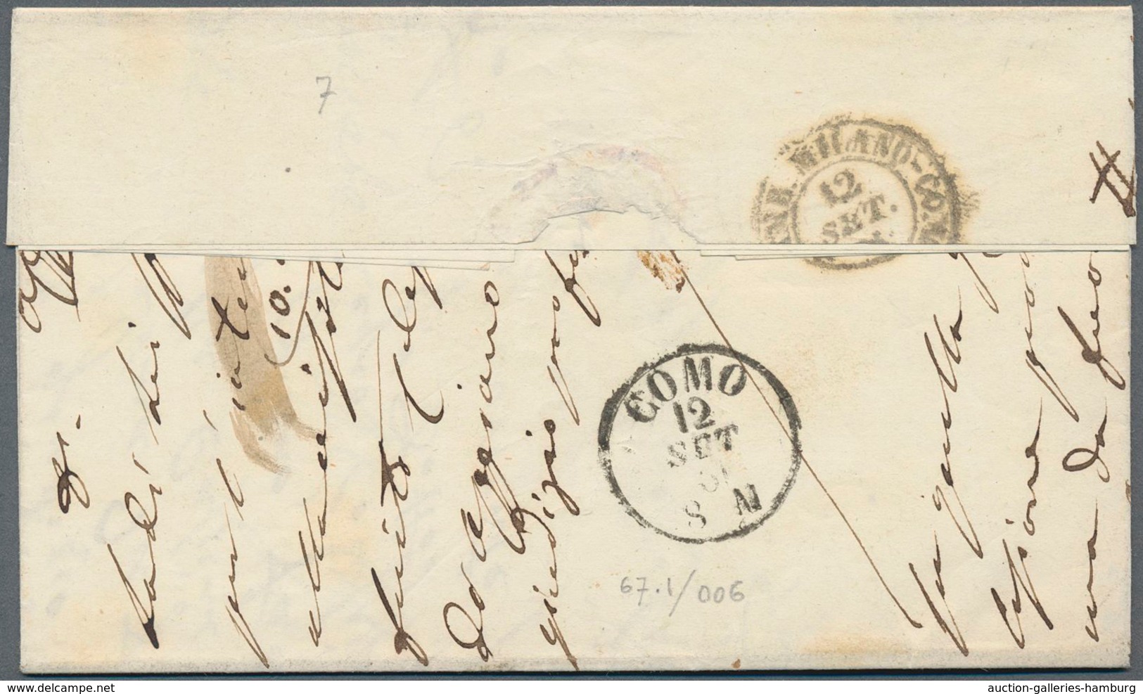 Italien - Altitalienische Staaten: Sardinien: 1860, 20 C Blue, Full Margins, Slight Horizontal Creas - Sardinien