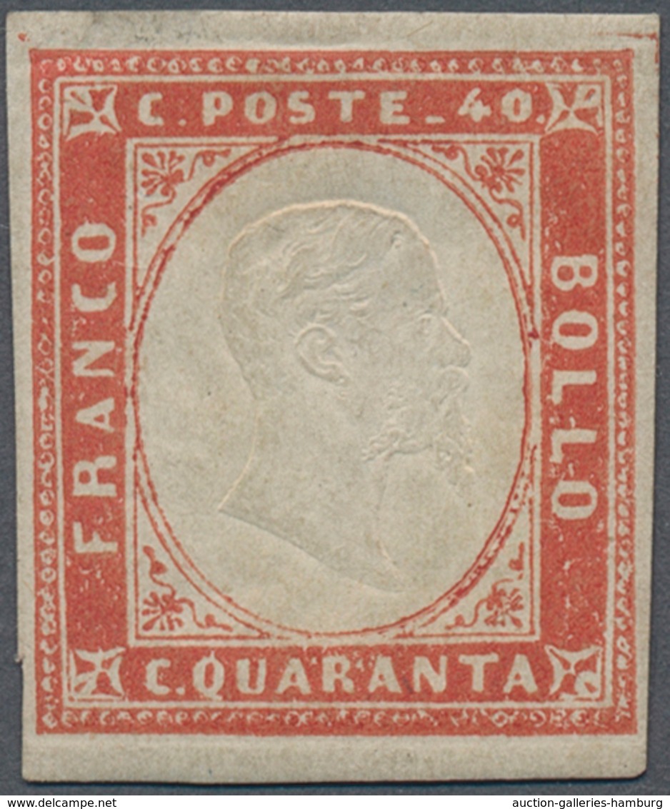 Italien - Altitalienische Staaten: Sardinien: 1855, 40c. Rose-vermilion, Bright Colour, Close To Wid - Sardinia