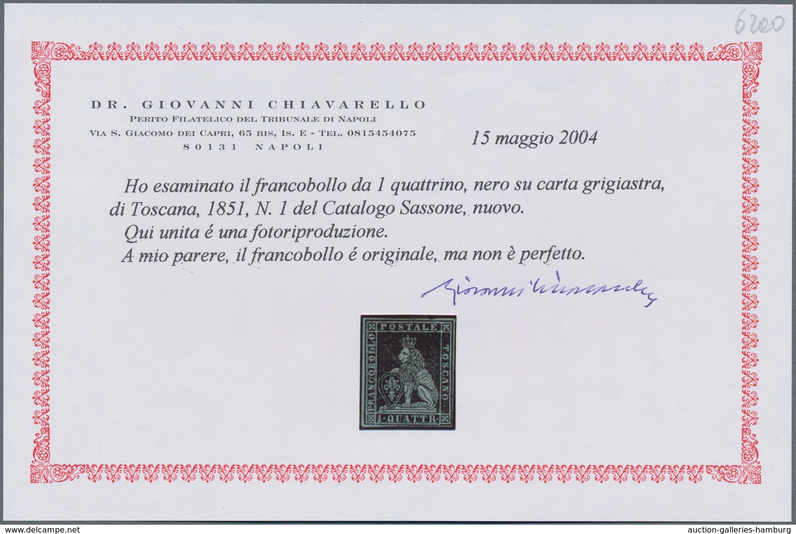 Italien - Altitalienische Staaten: Toscana: 1851, 1 Q Black On Grey, Full Margins, Fresh Color, Obvi - Tuscany