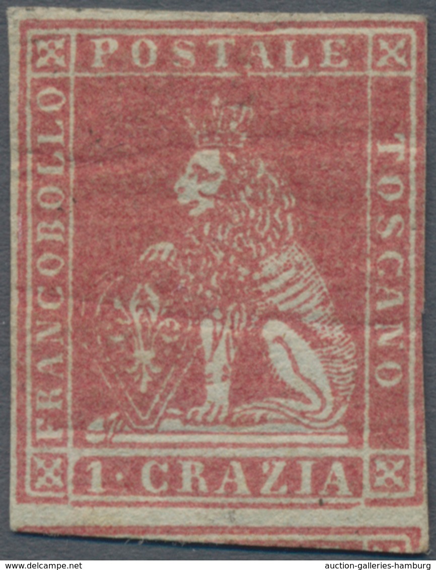 Italien - Altitalienische Staaten: Toscana: 1851, 2 Cr Carmine-red Mint With Original Gum, According - Tuscany