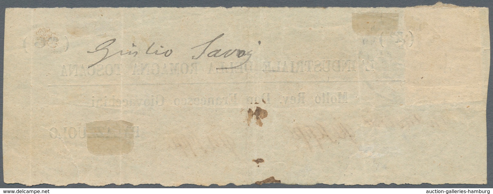 Italien - Altitalienische Staaten: Toscana: 1855: 1 Soldo Ochre, Horizontal Pair On A Wrapper Front - Tuscany