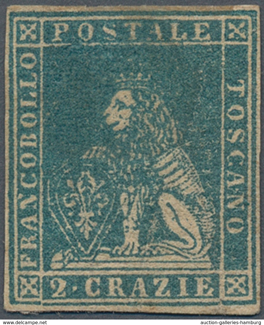 Italien - Altitalienische Staaten: Toscana: 1857, 2cr. Greenish Blue, Fresh Colour, Close To Full Ma - Tuscany