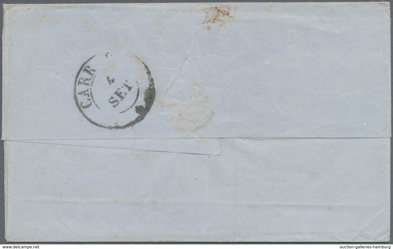 Italien - Altitalienische Staaten: Toscana: 1857, Two Items 2 Cr Blue On Folded Letter From Livorno - Tuscany