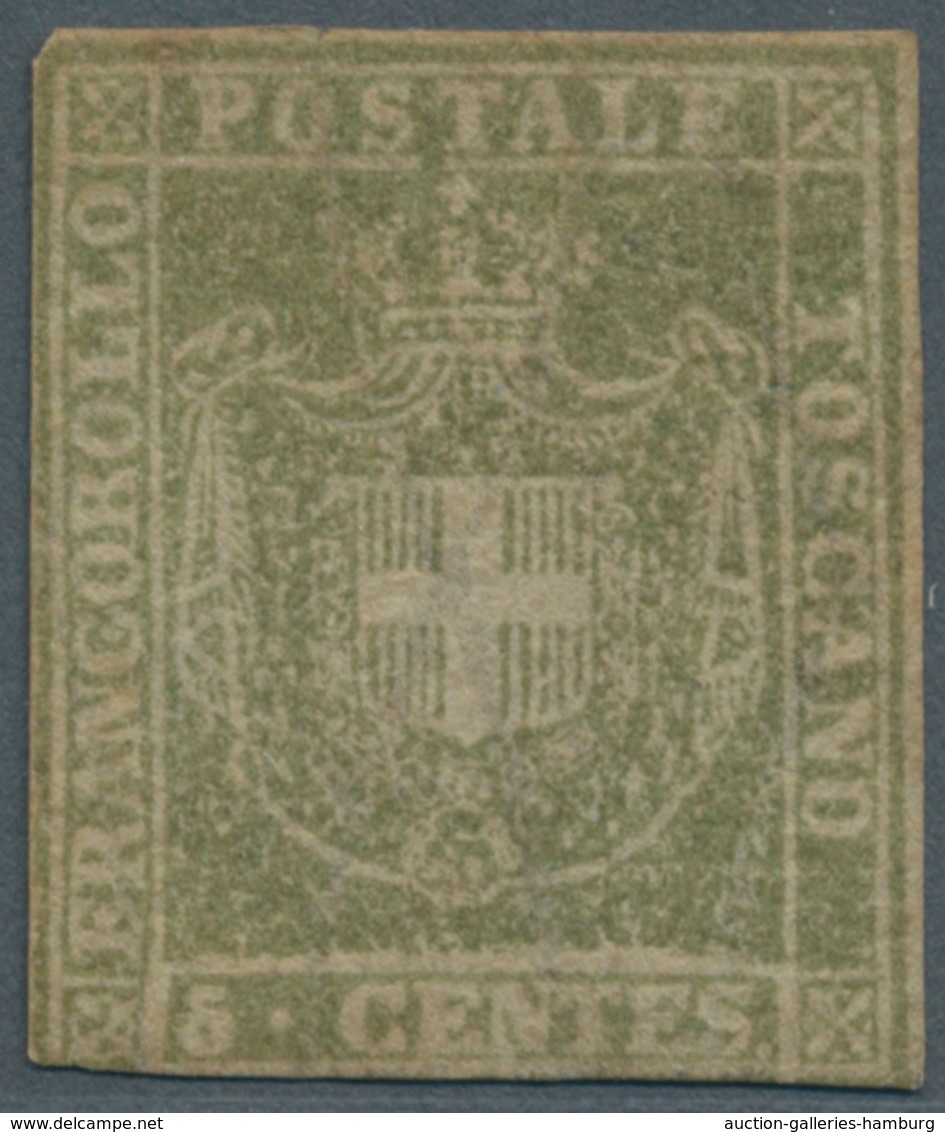 Italien - Altitalienische Staaten: Toscana: 1860, 5 C Green Unused With Little Original Gum And Rest - Tuscany