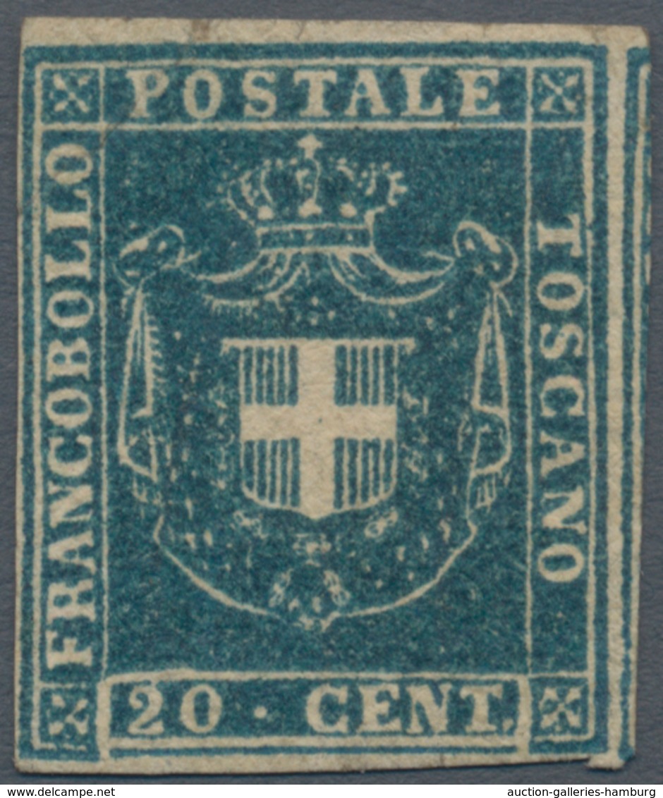 Italien - Altitalienische Staaten: Toscana: 1860, Provisional Government, 20 Cents Blue, Mint With G - Tuscany