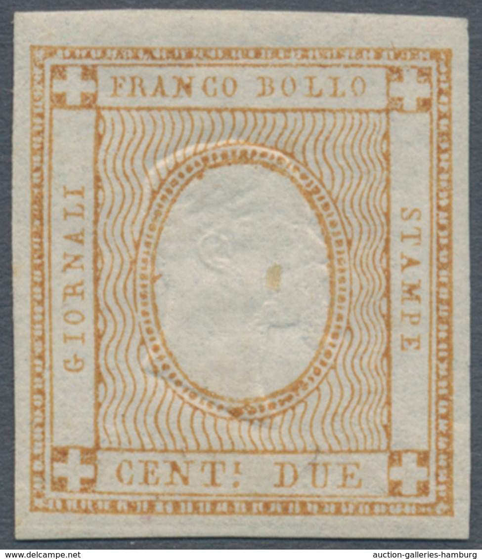 Italien: 1862, 2 Cents Bistro With The Effigy Of Vittorio Emanuelle II. Instead Of The Number "2", A - Mint/hinged