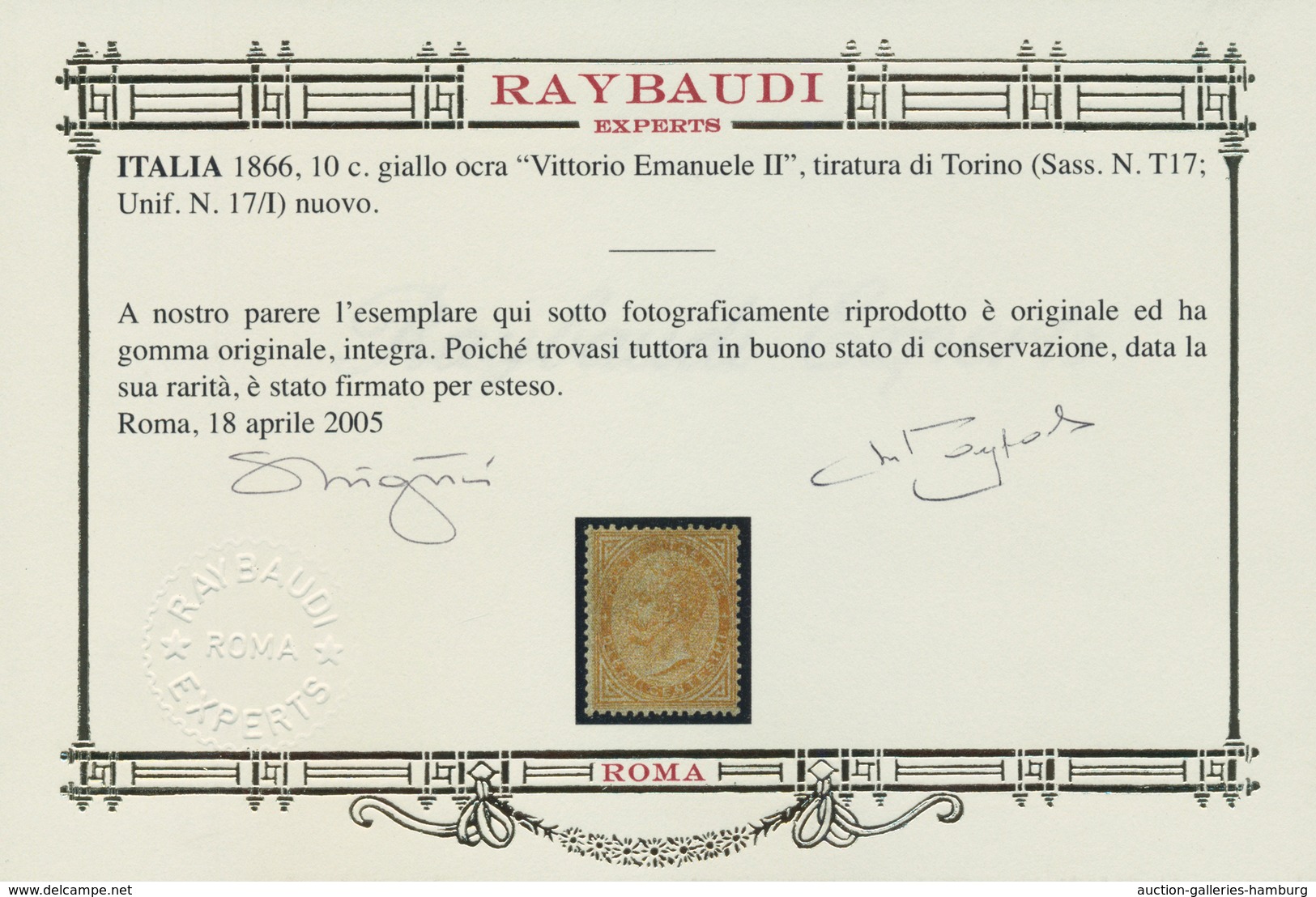 Italien: 1866, 10 C Ocher Yellow Mint Never Hinged, Good Perforation And Fresh Colour, Genuine And I - Mint/hinged