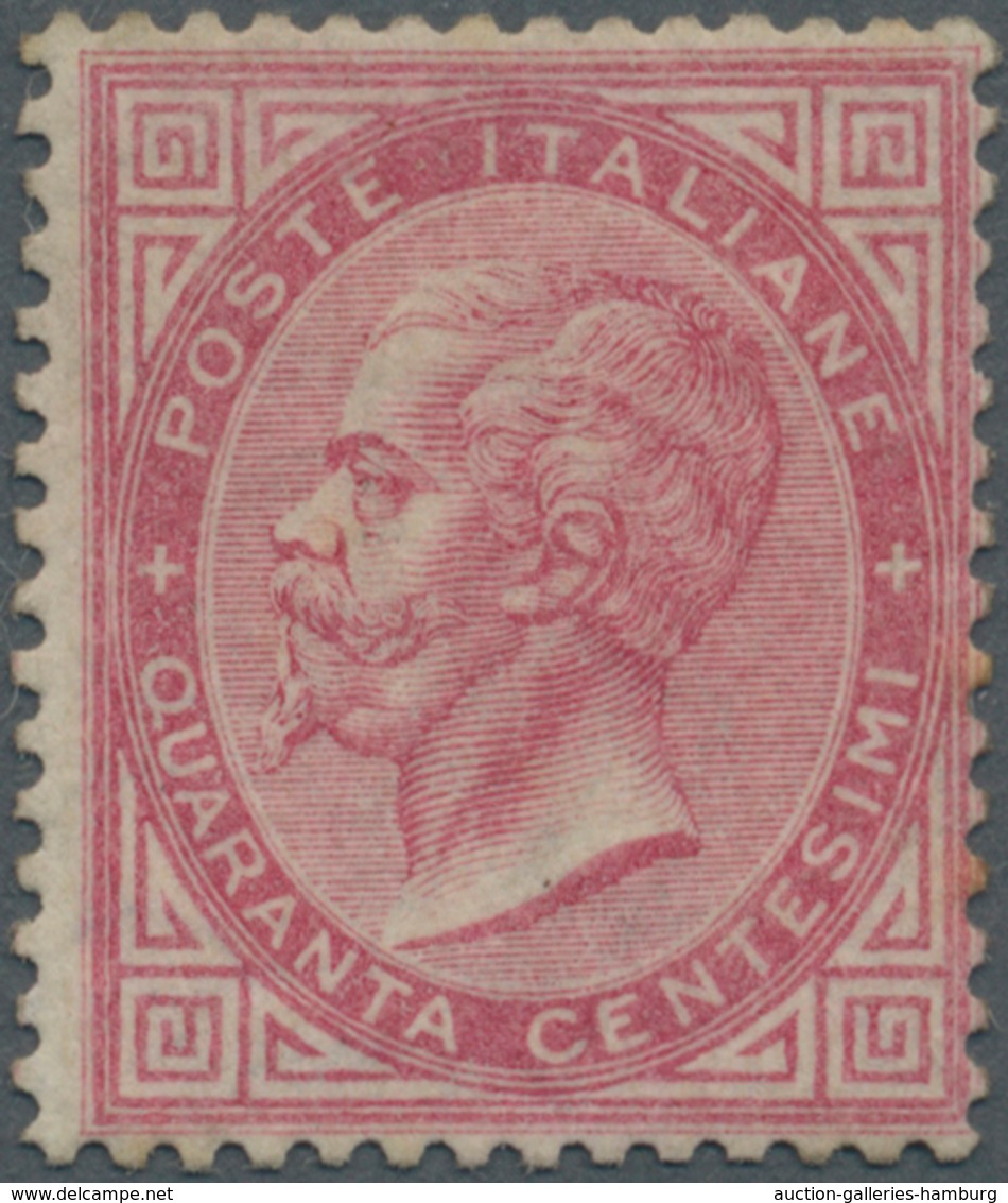 Italien: 1866, 40c. Carmine, Turin Printing, Fresh Colour, VERY WELL CENTERED, Well Perforated, Mint - Mint/hinged