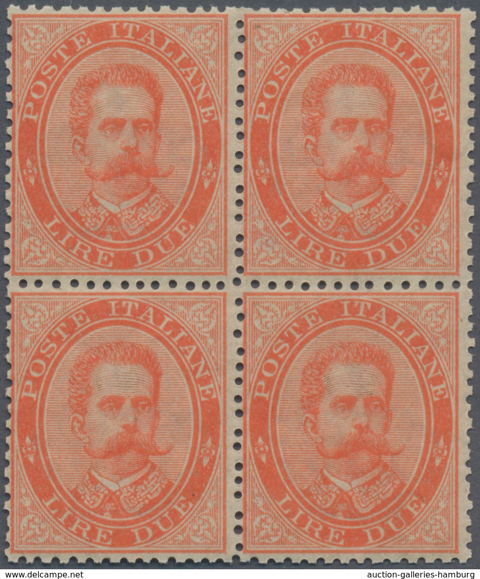 Italien: 1863, 2 L Red-orange In Block Of Four, Mint Never Hinged (Sass. 900.-) - Mint/hinged