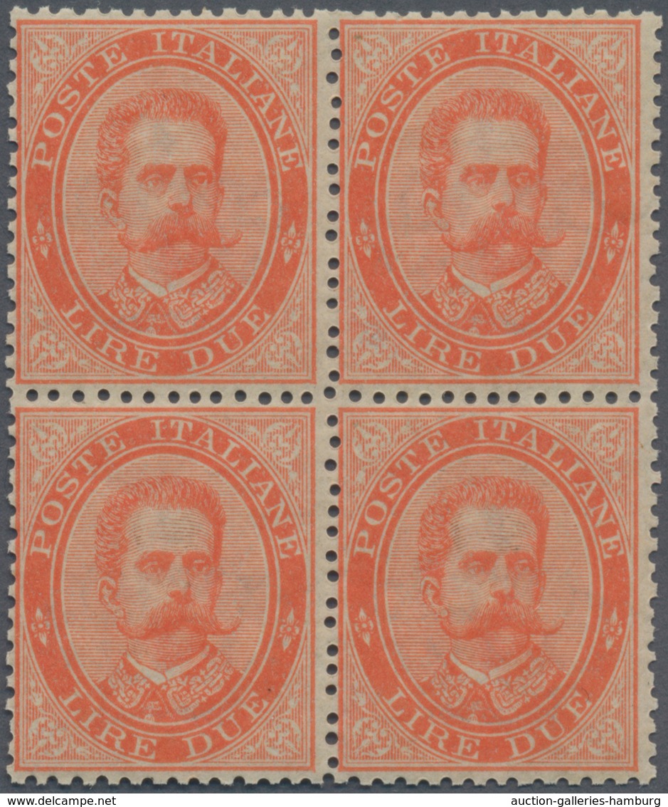 Italien: 1863, 2 L Red-orange In Block Of Four, Mint Never Hinged (Sass. 900.-) - Ungebraucht
