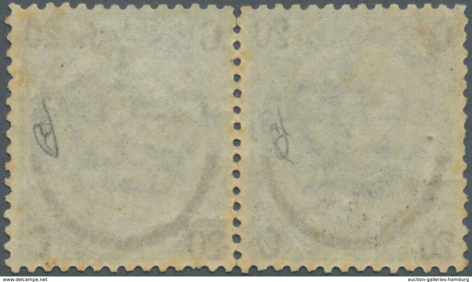 Italien: 1865, 20c. On 15c. Blue, Type I, Horizontal Pair Of Good Centering, Normally Perforated, Mi - Ungebraucht