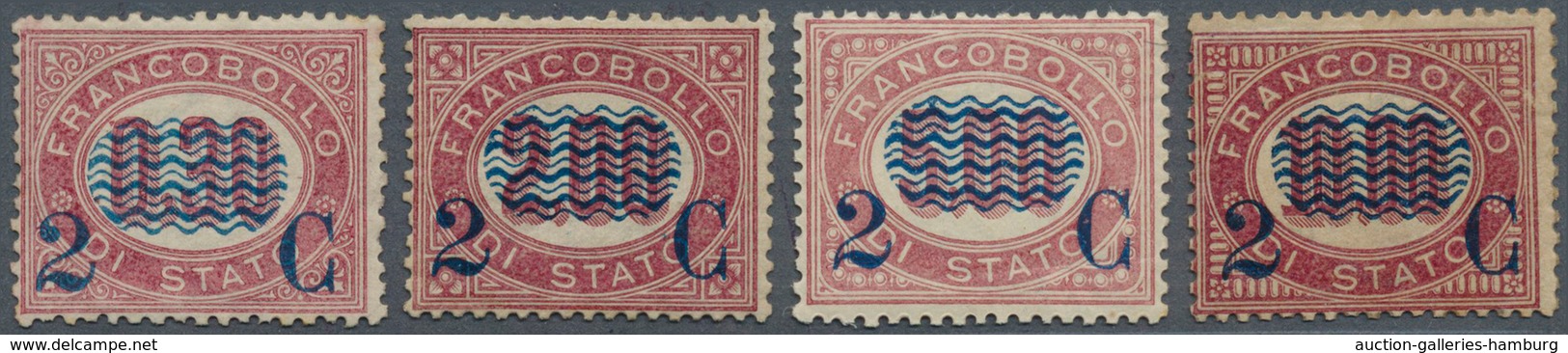 Italien: 1878, Newspaper Stamps: Surcharge 2 C In Blue On Four Different Values Incl. 0,30 L, 2,00 L - Mint/hinged