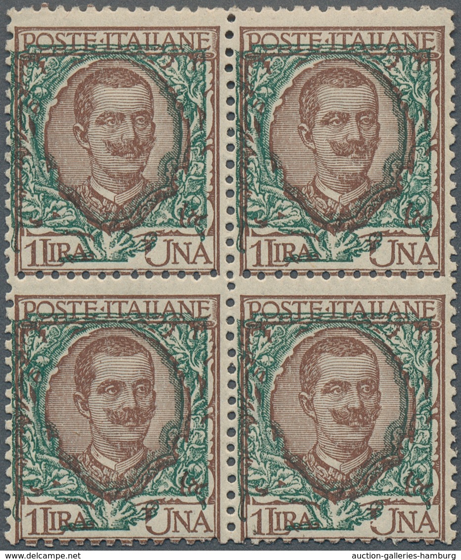 Italien: 1901, Victor Emanuel III. 1l. Brown/green With Heavy SHIFTED COLOUR Block Of Four, Mint Nev - Mint/hinged