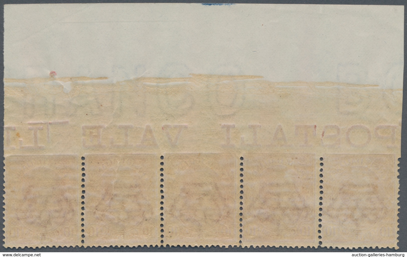 Italien: 1906, 10 C Brown-rose In Horizontal Stripe Of Five From The Upper Margin Of The Sheet, Mint - Mint/hinged