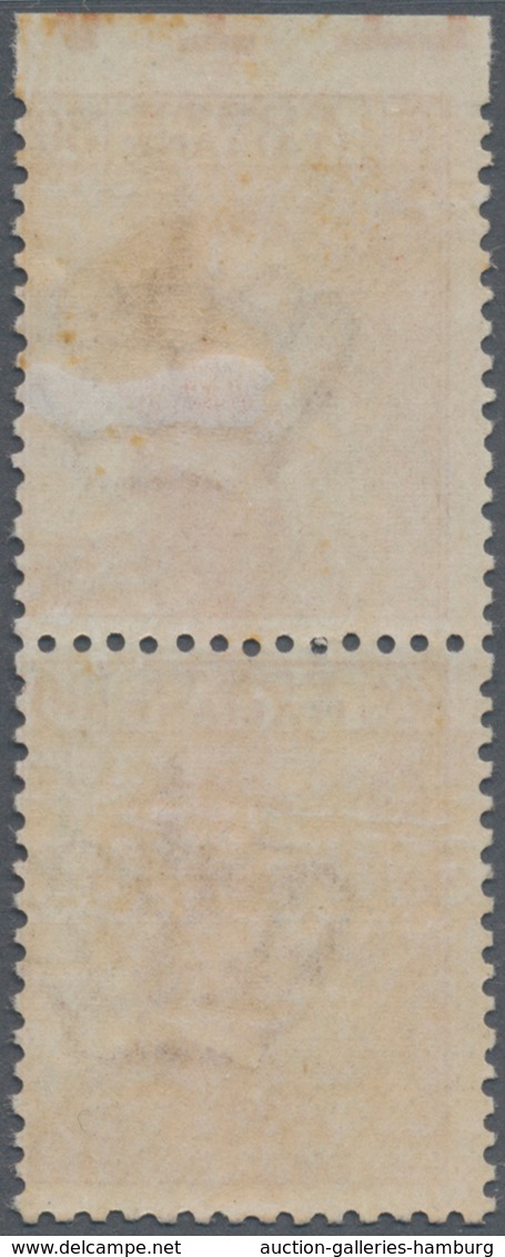 Italien: 1922, 30 C Orange-brown Vertical Pair, Upper Stamp On Top Imperforated, Unused With Origina - Mint/hinged