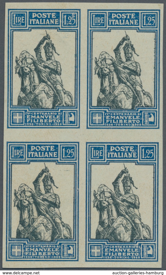 Italien: 1928, 1.25 Light-blue/gray-black In Block Of Four, Imperforated, Mint Never Hinged - Ungebraucht