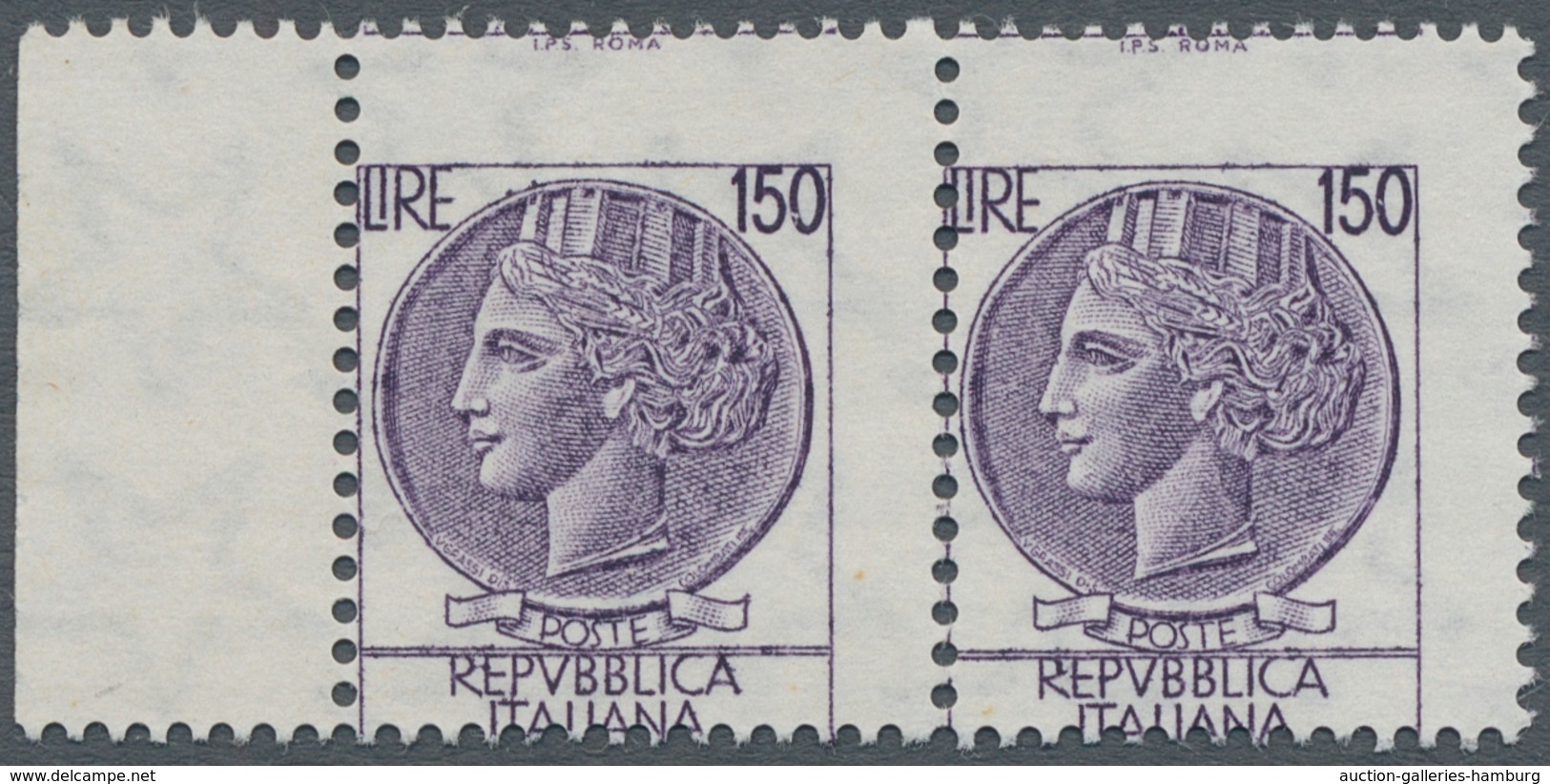 Italien: 1976, Italia Turrita 150 Lire Purpur Violet, Margin Pair In Very Fine Condition Mint Never - Mint/hinged