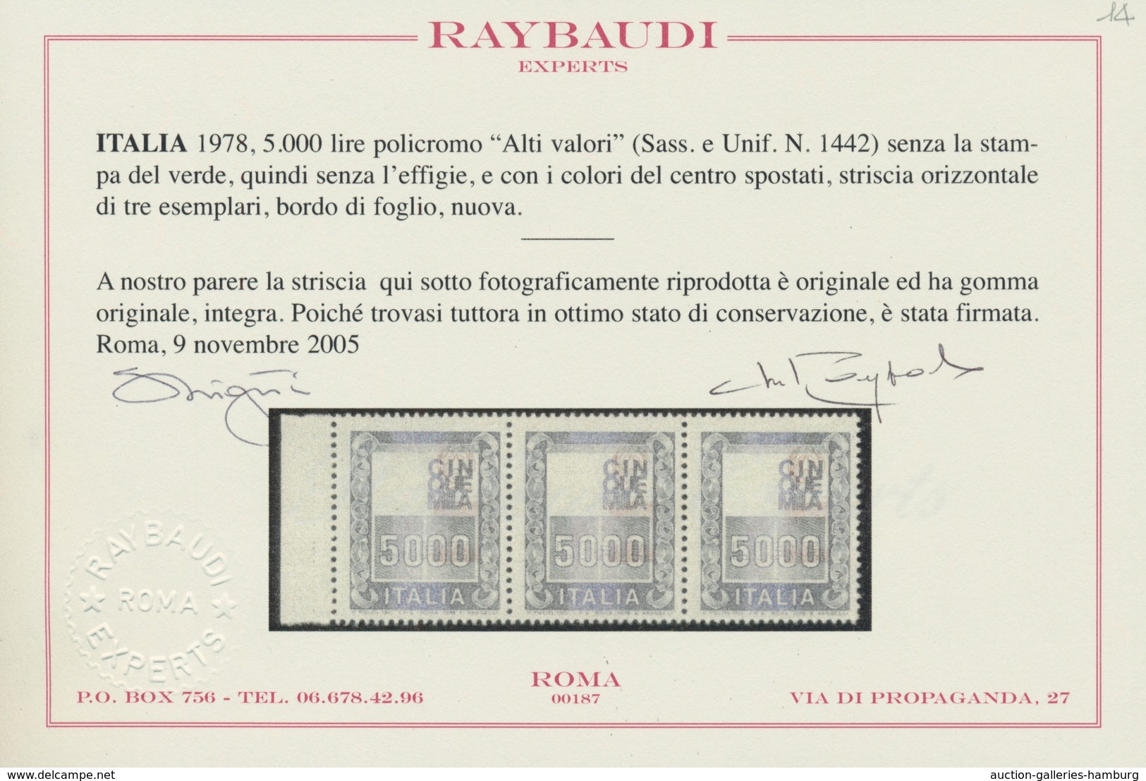 Italien: 1978, 5.000 L Multiple Colour Without The Green Print, So Without The Effigy, And With The - Mint/hinged