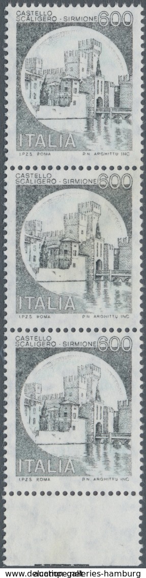 Italien: 1980, 600 L Simione Black/bluegreen In Vertical Stripe Of Three And With Color Printing In - Mint/hinged