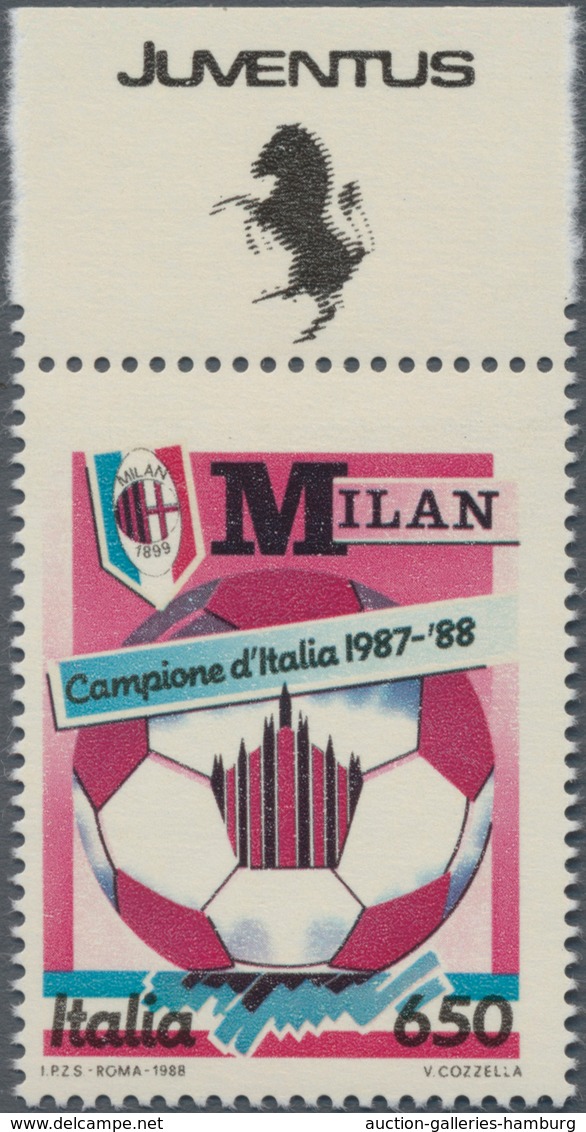 Italien: 1988, 650 L Multiple Colour "scudetto Al Milan" With Blue Color Instead Of Green, Margin On - Mint/hinged