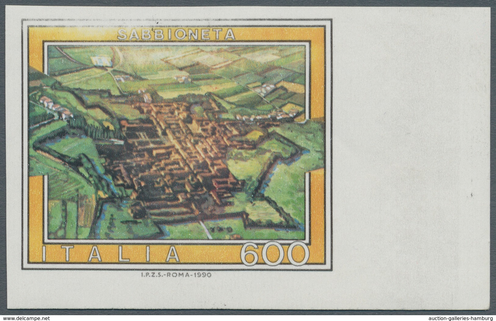 Italien: 1990, 600 Lire "Propaganda Turistica - Sabbionetta", Perforation Missing, Parts Of Yellow M - Mint/hinged