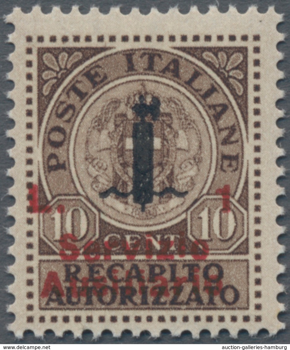 Italien - Gebührenmarken: Briefzustellung: 1945, 1 L Overprint In Red On 10 Cent. Brown, Mint Never - Steuermarken
