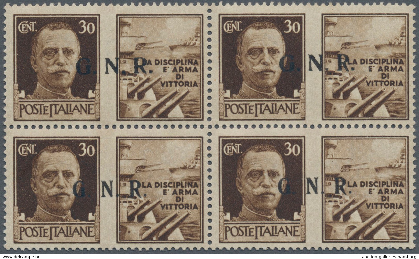 Italien - Militärpostmarken: Nationalgarde: 1943, 30 C Brown+propaganda Stamp With Overprint "G.N.R. - Other & Unclassified