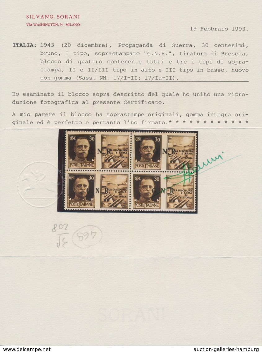 Italien - Militärpostmarken: Nationalgarde: 1943, 30 C Brown+propaganda Stamp With Overprint "G.N.R. - Sonstige & Ohne Zuordnung