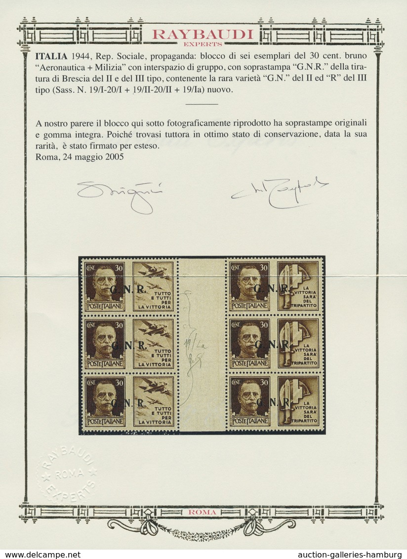 Italien - Militärpostmarken: Nationalgarde: 1944, G.N.R. Overprints On "propaganda Di Guerra", Bresc - Other & Unclassified