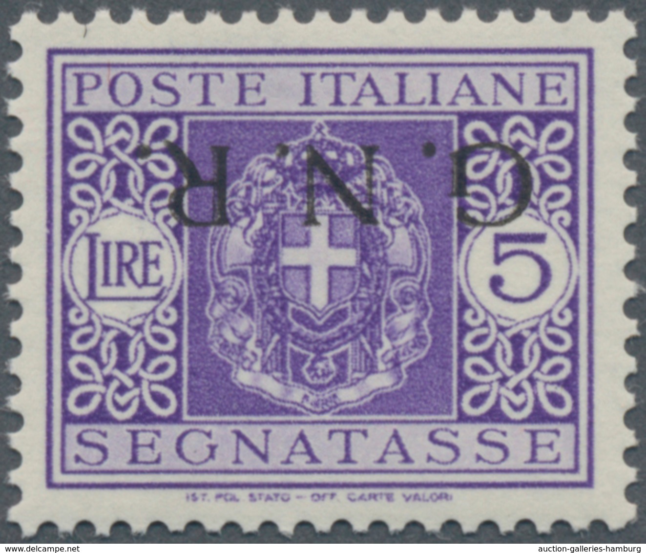 Italien - Militärpostmarken: Nationalgarde: 1943, G.N.R. On Postage Dues 5l. Violet, Brescia Issue, - Sonstige & Ohne Zuordnung