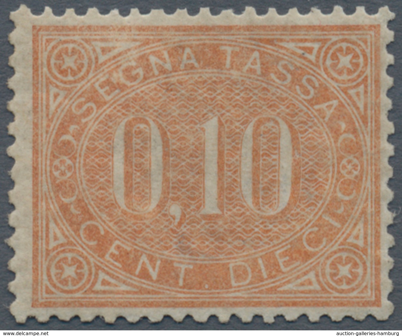 Italien - Portomarken: 1869, 10 Cents Brown Orange, MNH, Slightly Repaired, Excellent Centering. Sig - Postage Due