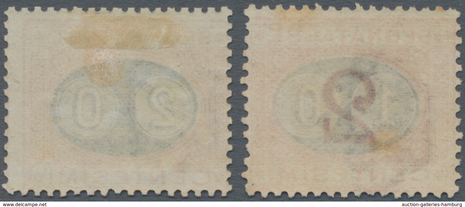 Italien - Portomarken: 1890/1891, Postage Due Provisionals 10c. On 2c. And 20c. On 1c. Orange/carmin - Portomarken