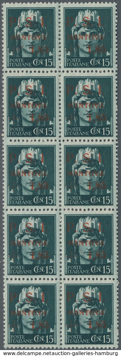 Italien - Lokalausgaben 1944/45 - Mantova: 1945, Allegory ‚Italia‘ 15c. Dark Green With Red DOUBLE O - Other & Unclassified