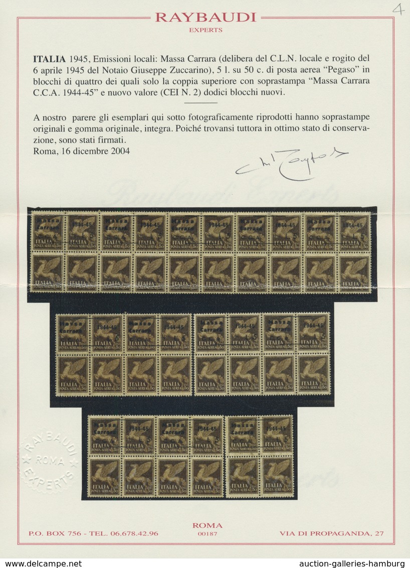 Italien - Lokalausgaben 1944/45 - Mantova: 1945, C.L.N. MASSA CARRARA Local Issue, 5 Lire On 50 C Br - Sonstige & Ohne Zuordnung