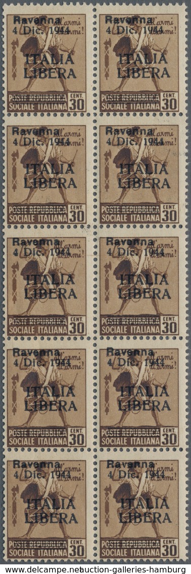 Italien - Lokalausgaben 1944/45 - Ravenna: 1944, 30 C Brown, Ovp "Ravenna 4 Dic. 1944 - ITALIA LIBER - Nationales Befreiungskomitee