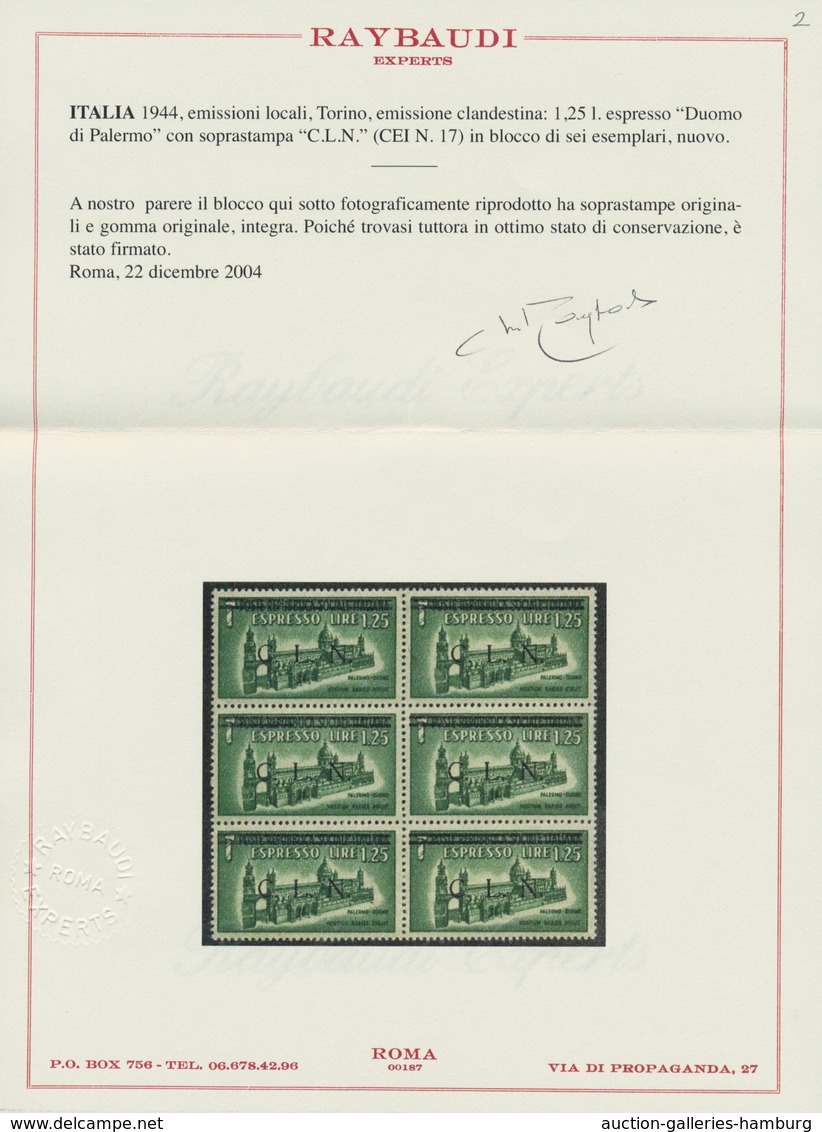 Italien - Lokalausgaben 1944/45 - Torino: 1944, C.L.N. TORINO Local Issue, 1,25 Lire Green, Express - Comite De Liberación Nacional (CLN)