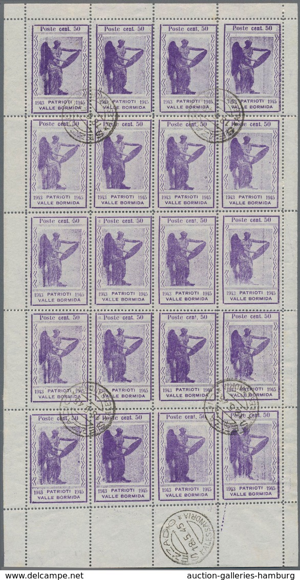 Italien - Lokalausgaben 1944/45 - Valle Bormida: 1945, 50 Cent. Violet Original Sheet Of 20 Items (2 - National Liberation Committee (CLN)