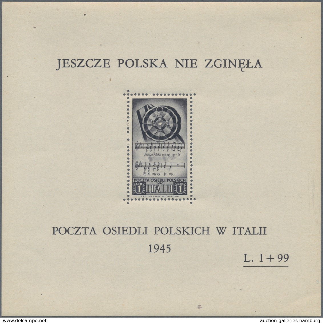 Italien - Besonderheiten: 1946, POLISH CORPS: War Relief Services Complete Set Of Three Miniature Sh - Ohne Zuordnung