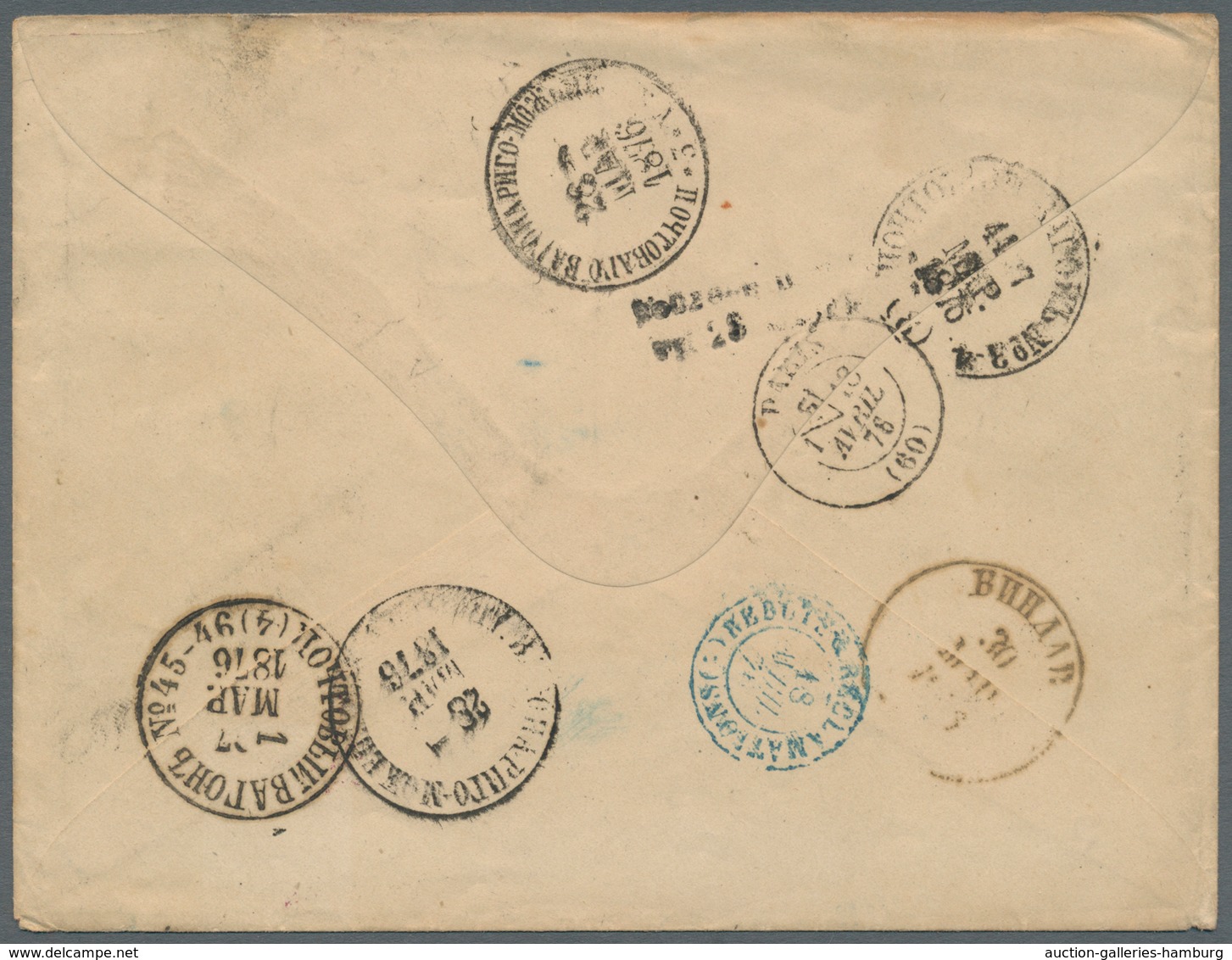 Lettland - Besonderheiten: 1876, Ventspils, Incoming Mail From France, Cover Bearing Two Copies 15c. - Lettland