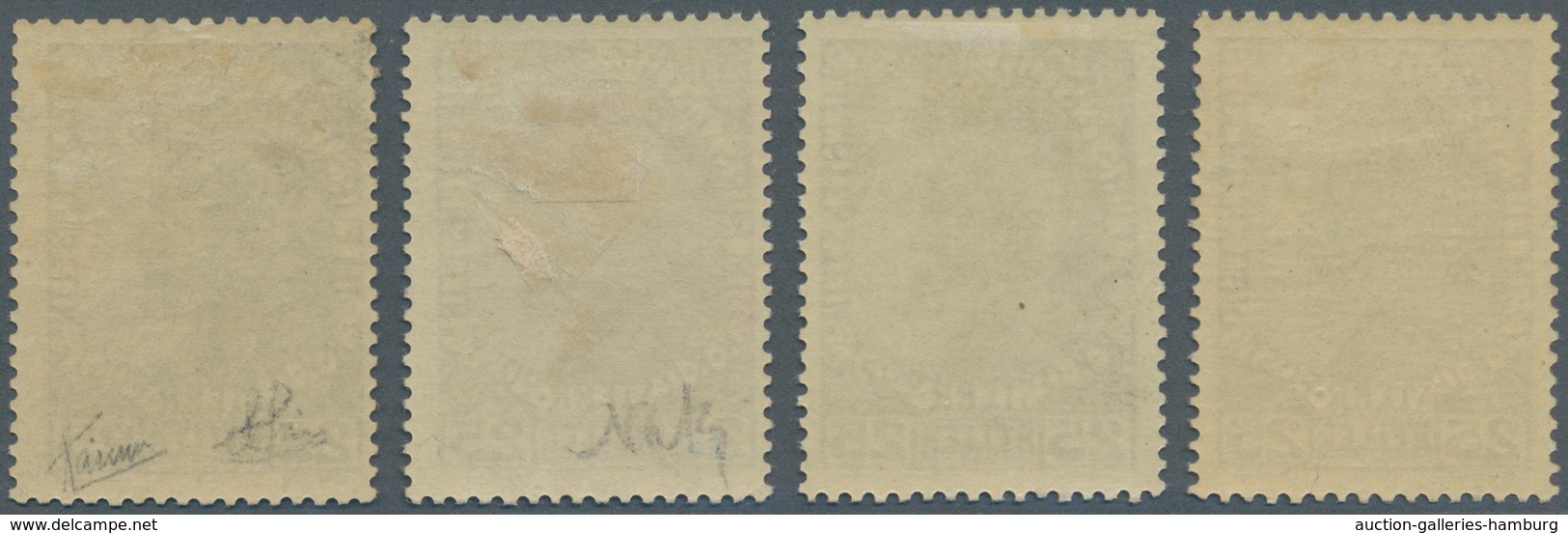 Liechtenstein: 1916, 25 H. Mittelultramarin, Normales Papier, Vier Werte, Ungebraucht Mit Originalgu - Used Stamps